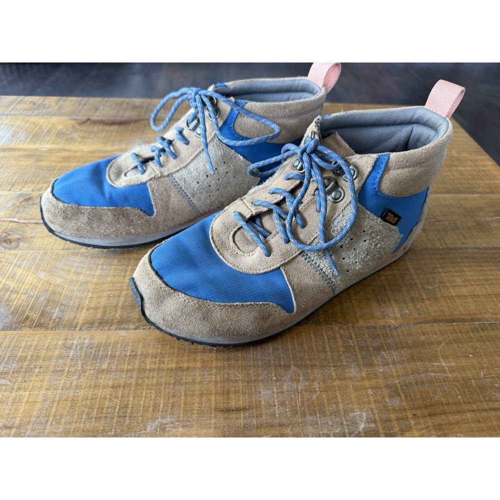 TEVA HIGHSIDE 84 TRUE BLUE‎ TAN LEATHER MID HIKER WOMEN'S SHOES SIZE US 9.5